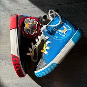 BOYS : Sonic/ Shadow Blue and Black High-Top Sneakers with Retro Style